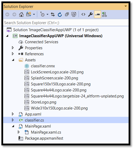 Project structure with ONNX model added