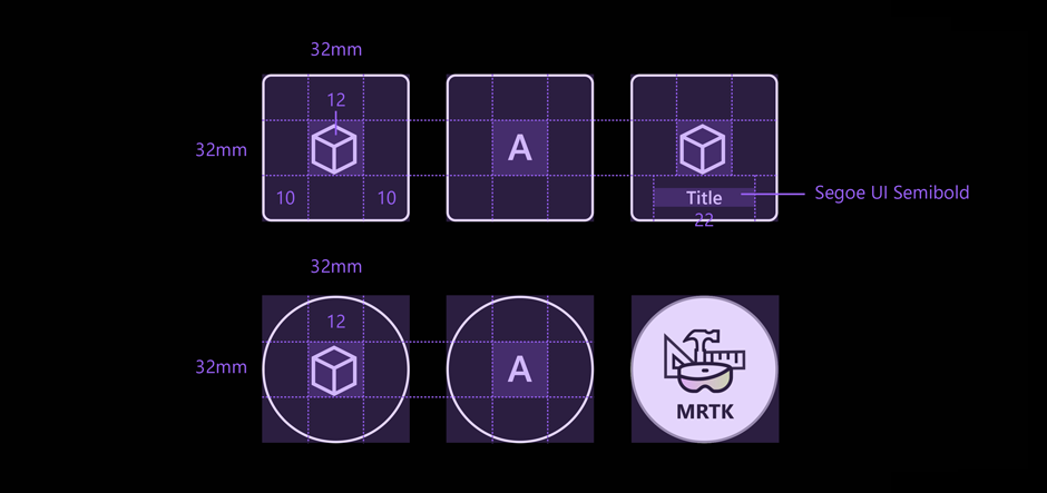 Target size for the buttons