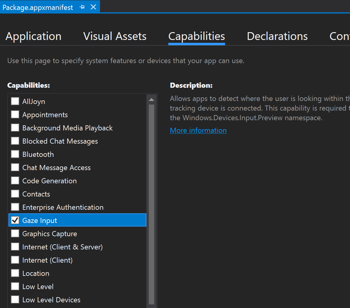 Gaze input capability