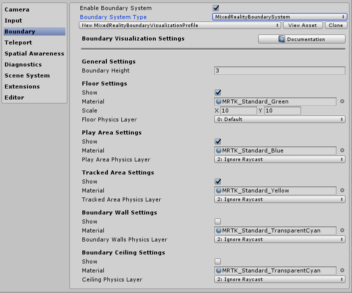 Boundry Visualization Settings