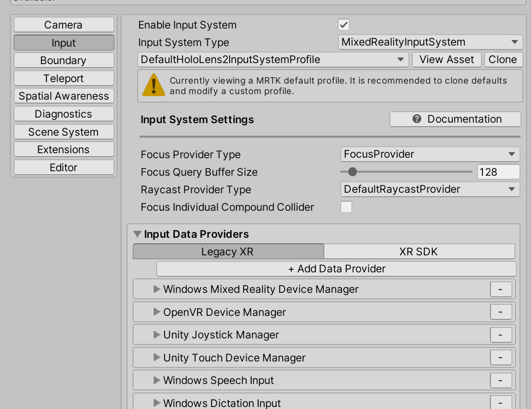 旧版数据提供程序和 XR SDK 数据提供程序现在可在单个配置文件下统一