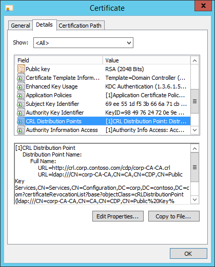 具有更新的 CDP 的新证书。