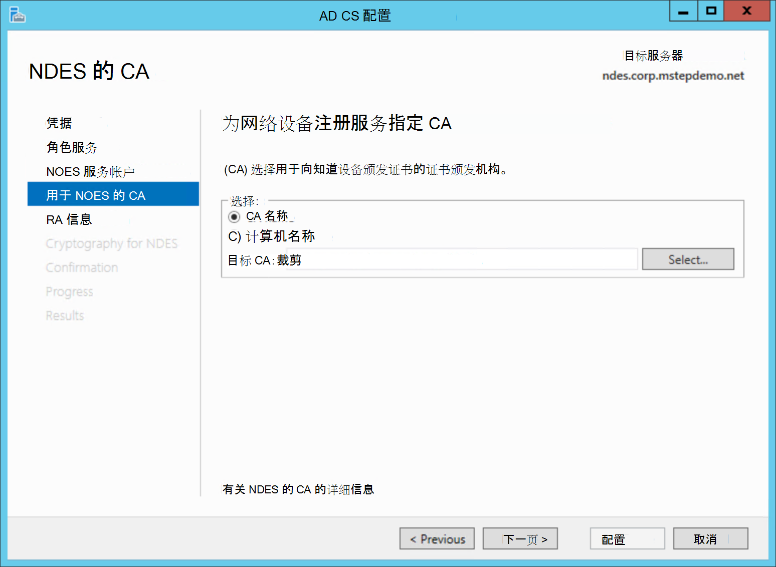 NDES CA 选择。