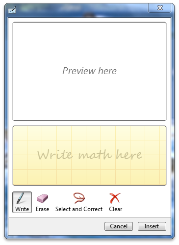 数学输入控件，具有较大的预览区域