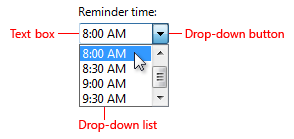 提醒时间组合框的屏幕截图