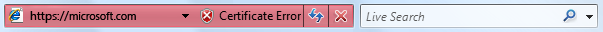 红色“证书错误”状态栏的屏幕截图 