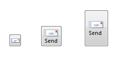 显示电子邮件“发送”按钮的多个大小的屏幕截图，从左到右开始，大小最小。