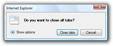 确认“关闭所有选项卡？” 的屏幕截图 