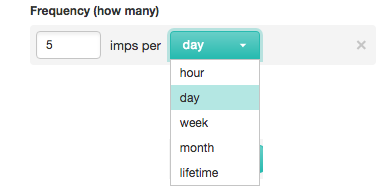 Screenshot that shows the format of the API frequency settings.