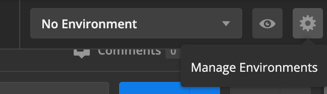 A screenshot that shows how to navigate to Manage Environments option.