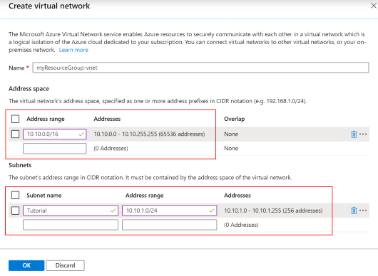 為新的 VM 建立新的虛擬網路