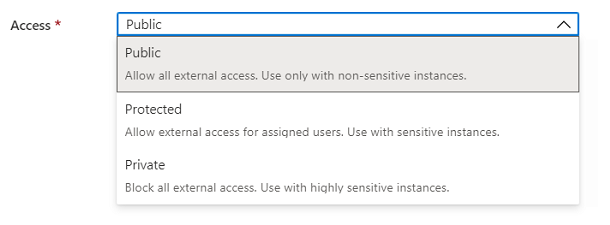 具有單一選取專案和專案描述的 Microsoft.Common.DropDown UI 元素螢幕快照。