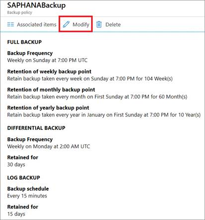 顯示 [修改] 按鈕以變更備份原則的螢幕快照。