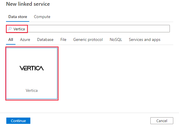 Vertica 連接器的螢幕擷取畫面。