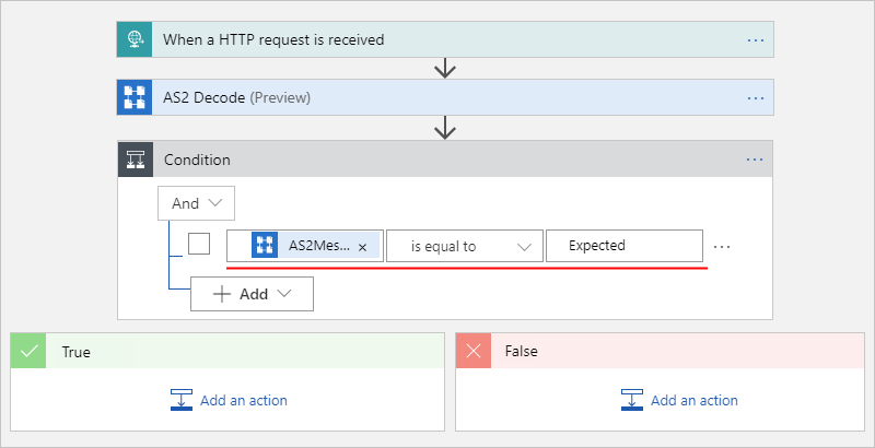 Screenshot showing multi-tenant designer and the condition shape with an operation.