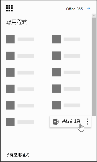 已醒目提示管理員應用程式的Office 365應用程式啟動器。