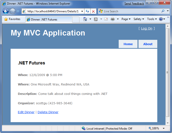 應用程式回應視窗的螢幕擷取畫面，顯示 dot NET Futures 檢視的新樣式化。