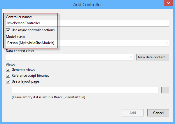 新增 MVC 控制器並使用 Scaffolding