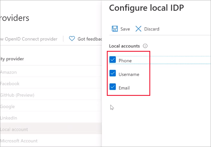 Select the allowed identity types