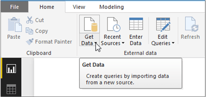 Power BI 中的 [取得資料] 按鈕的影像