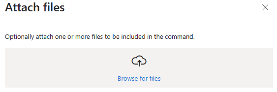 將檔案附加至 Azure 入口網站執行命令的螢幕擷取畫面。