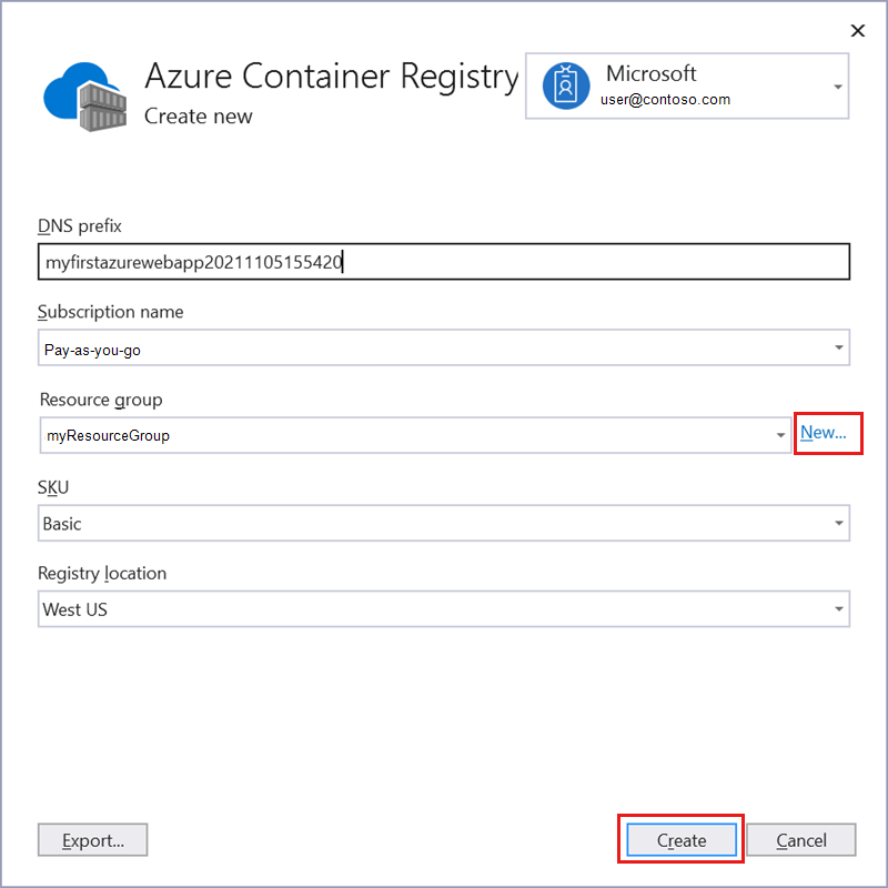 Azure Container Registry 詳細資料的螢幕擷取畫面。