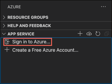 [登入 Azure] 選項的螢幕快照。