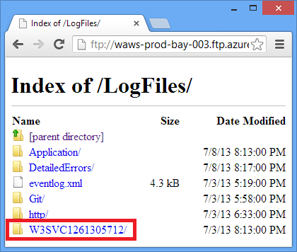 開啟 W3SVC 資料夾