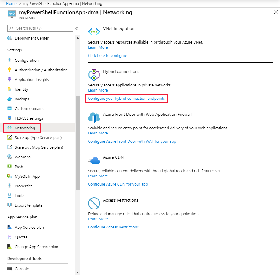 Configure the hybrid connection endpoints.