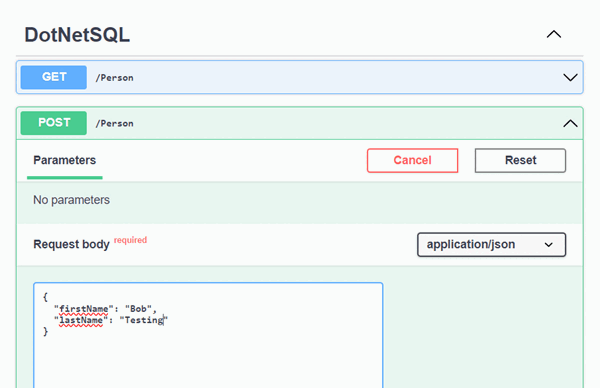 顯示如何測試 API 的螢幕擷取畫面。