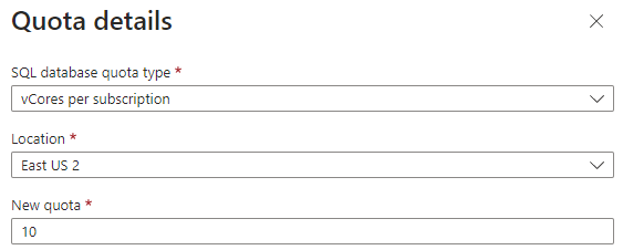 Azure 入口網站的螢幕擷取畫面，DTU 配額詳細資料。