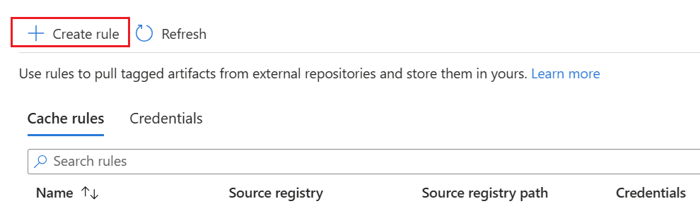 Azure 入口網站中建立規則的螢幕擷取畫面。