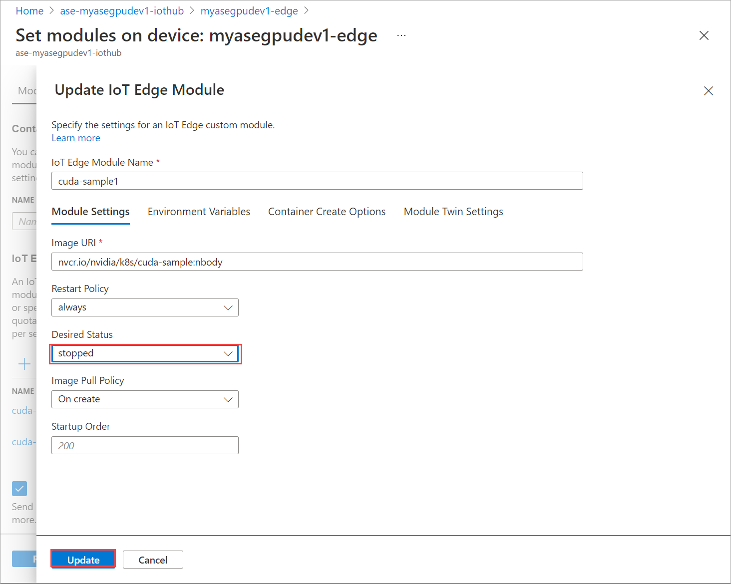 Modify module settings.