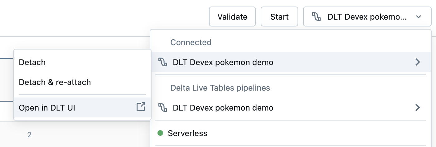 在 DLT UI 中從筆記本