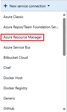 顯示 Azure Resource Manager 選取項目的螢幕快照。