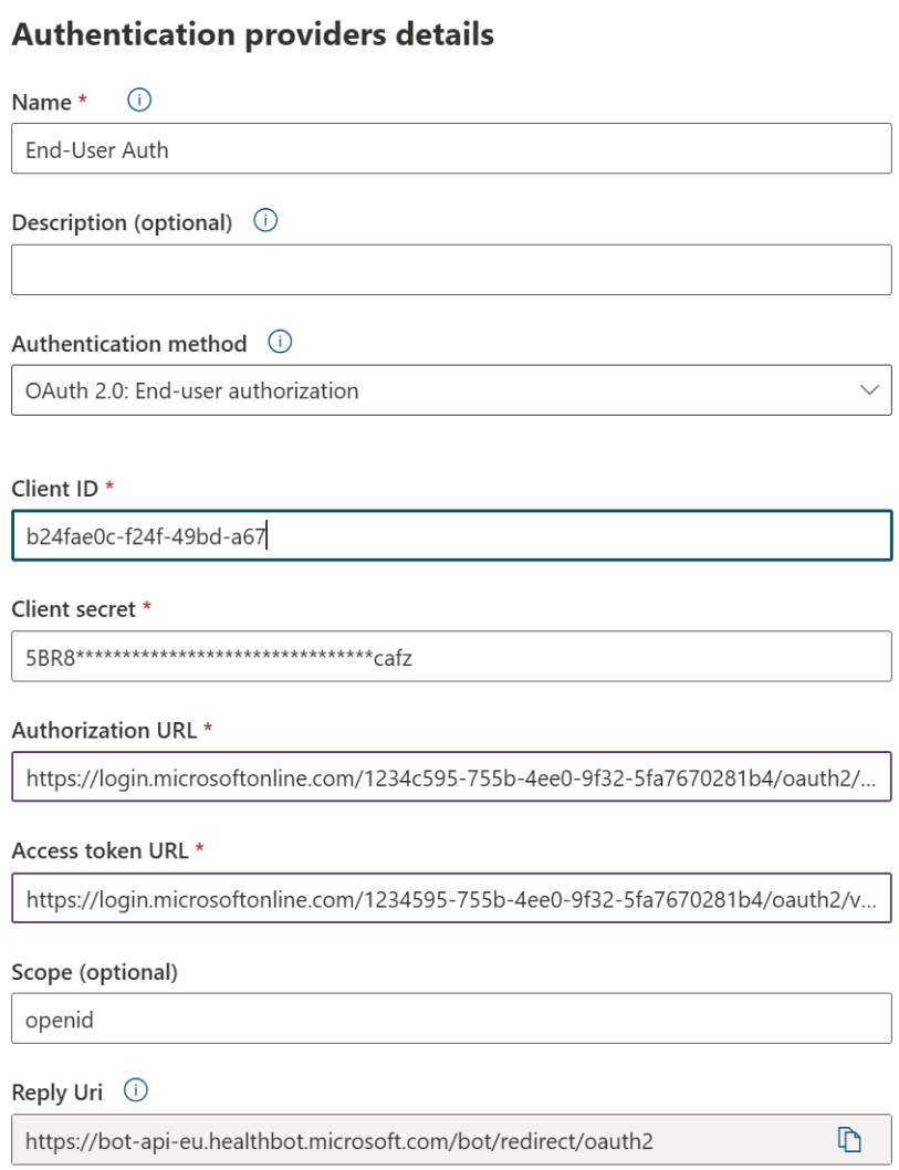 A screenshot of the end-user Authentication Provider page