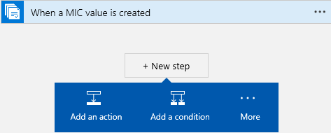 New step, Add an action