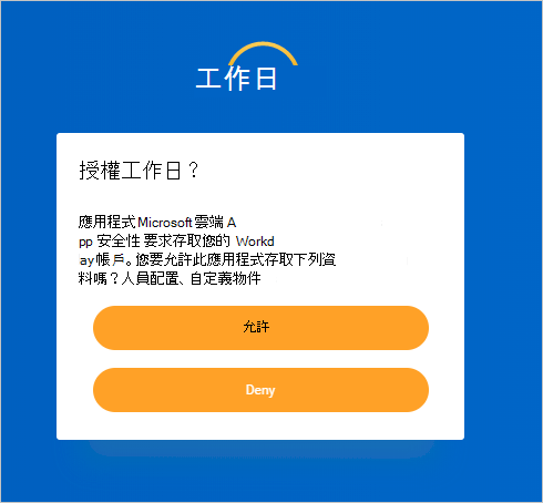 授權存取應用程式的螢幕快照。