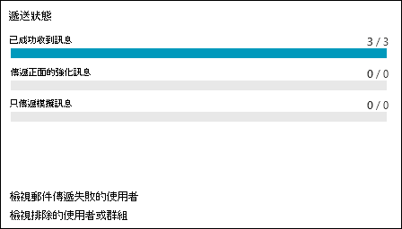 模擬報表之 [報表] 索引標籤上的 [傳遞狀態] 區段，用於模擬。