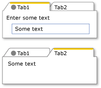 在 Header 屬性中使用不同類型的 TabControl。