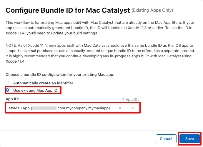 設定 Mac Catalyst 的套件組合標識碼。