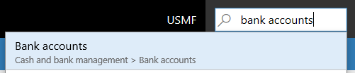 在搜尋框中輸入「Bank accounts」