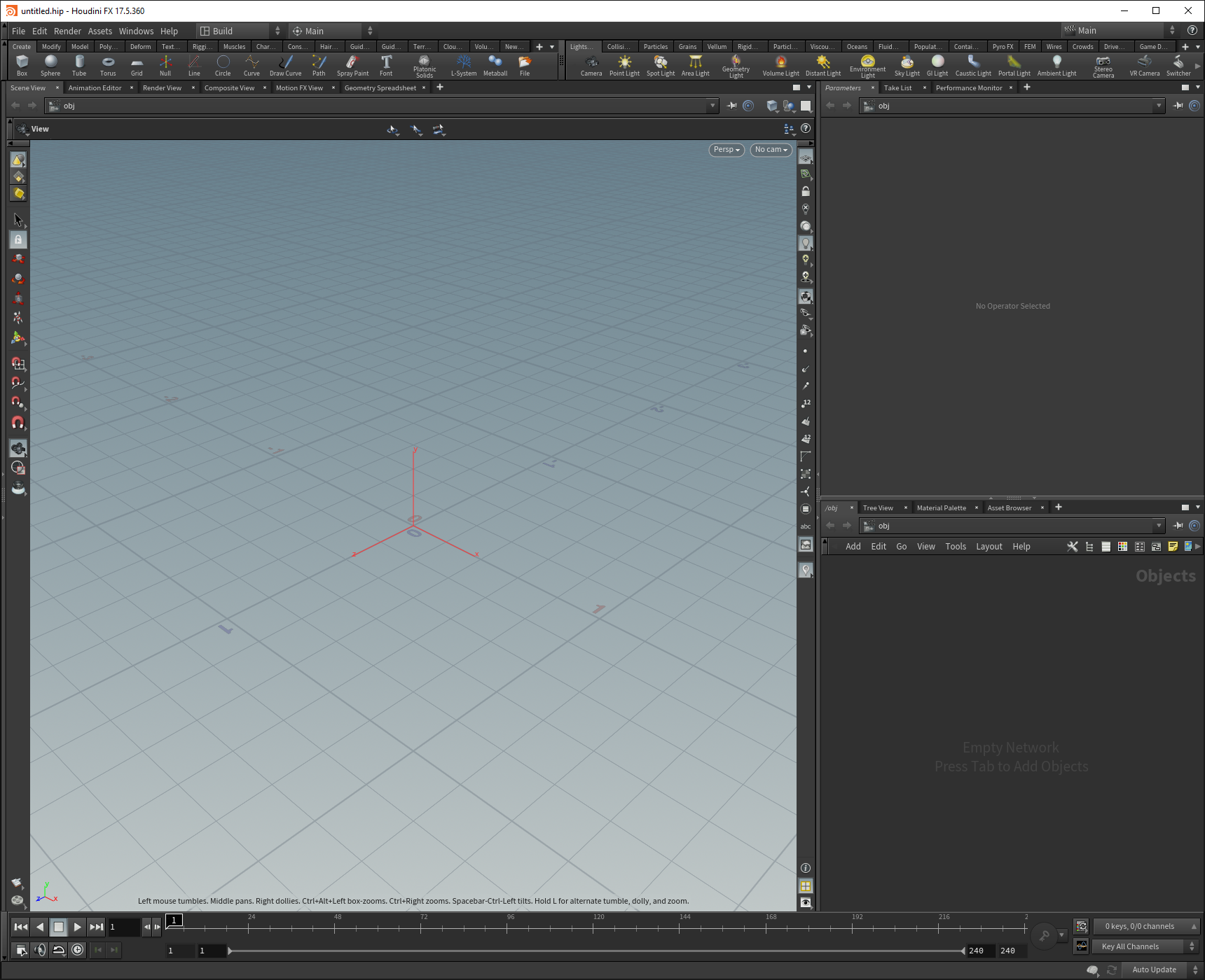 開啟 Houdini 並進入新場景。