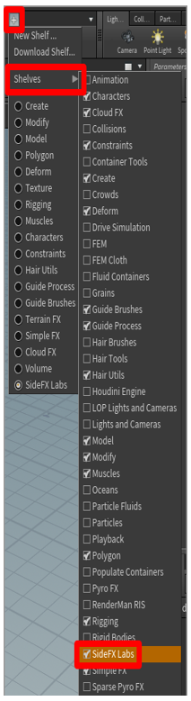 SideFX Labs 核取方塊。