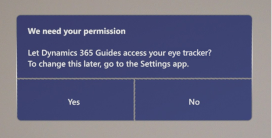 眼動追蹤儀的權限對話方塊。