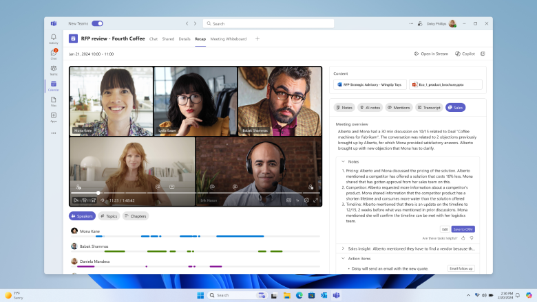 Copilot for Sales meeting recap
