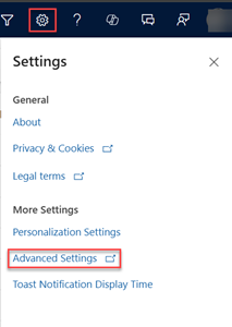 Screenshot of Advanced Settings link in the site map.