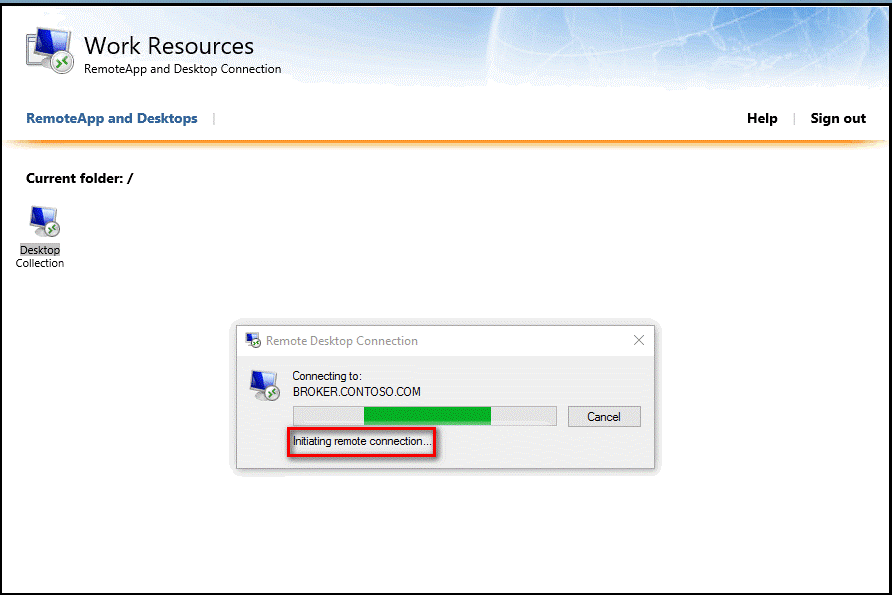 遠端桌面連線正在初始化遠端連線