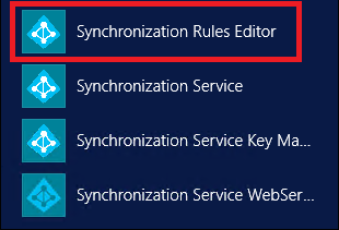 Microsoft Entra Connect，醒目提示了同步處理規則編輯器