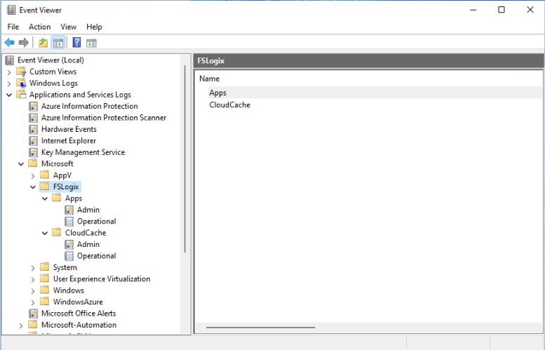 FSLogix 事件記錄檔